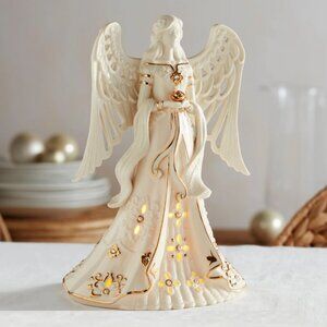 NEW Porcelain Lenox Florentine & Pearl Lite-Up ANGEL 24 KT Gold Accents w/ timer